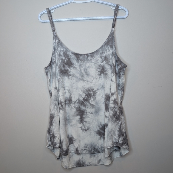 NWT TORRID AVA STRETCH CHALLIS GRAY TIE DYE CAMI TOP 1X Women - Picture 2 of 10